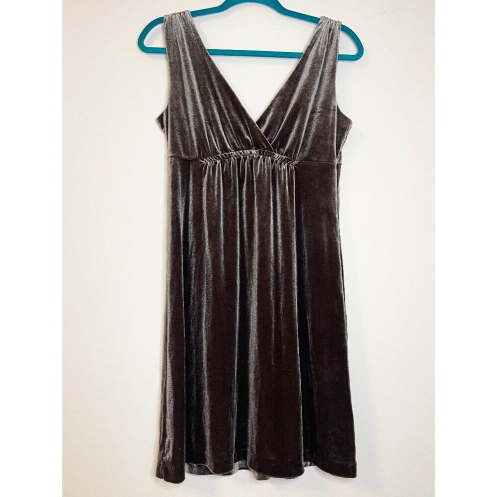 Old Navy Gray Velvet Sleeveless Empire Waist Dress Size S Y2K Party Holiday